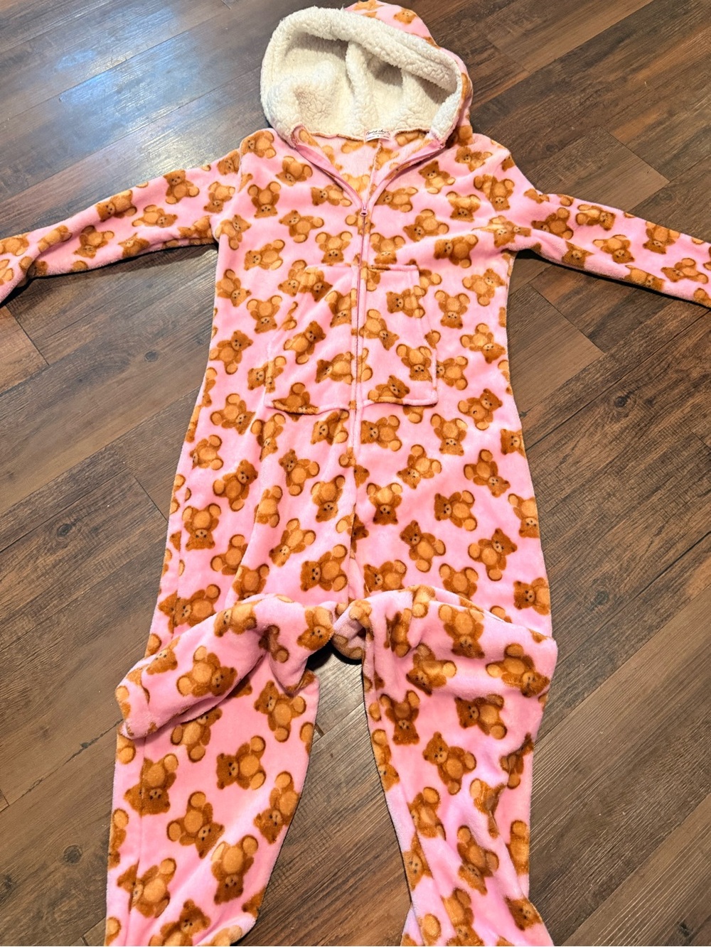 Pink Teddy Bear Fleece Footie Pajamas